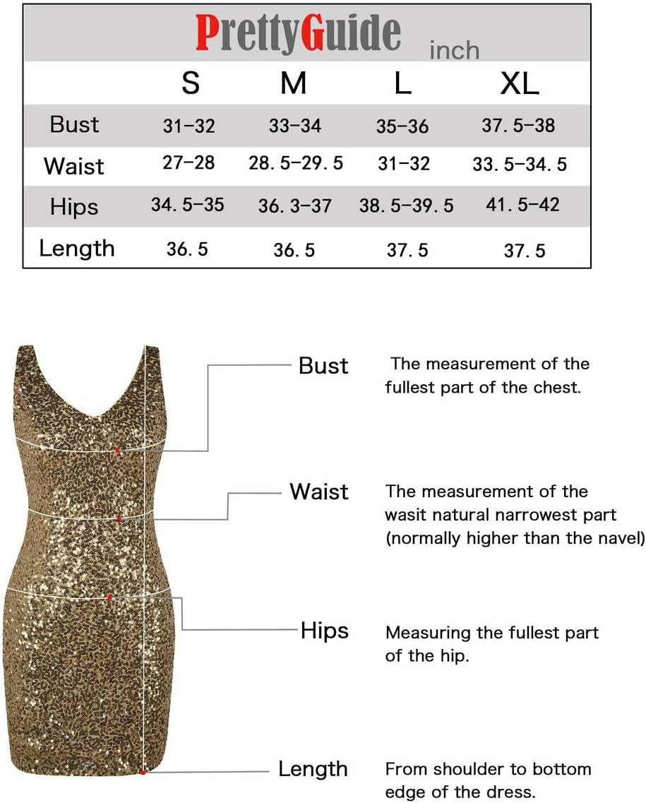 Women'S Sequin Cocktail Dress V Neck Bodycon Glitter Party Dress